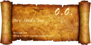 Orr Oxána névjegykártya